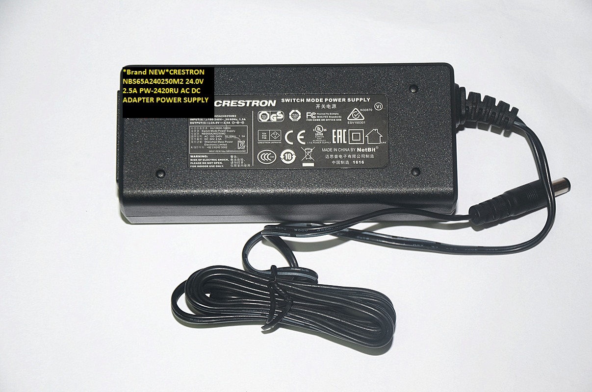 *Brand NEW*PW-2420RU NBS65A240250M2 CRESTRON 24.0V 2.5A AC DC ADAPTER POWER SUPPLY